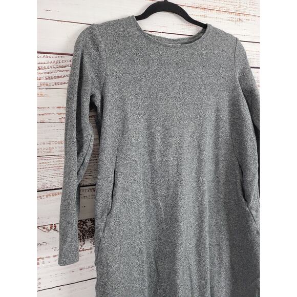 J.Jill Pure Jill 100% Cotton Mini Dress S Womens Gray Long Sleeve Pockets - Picture 2 of 6
